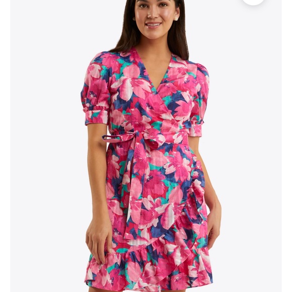 Floral Pink Wrap Dress Draper James Reba Dress - Picture 2 of 8